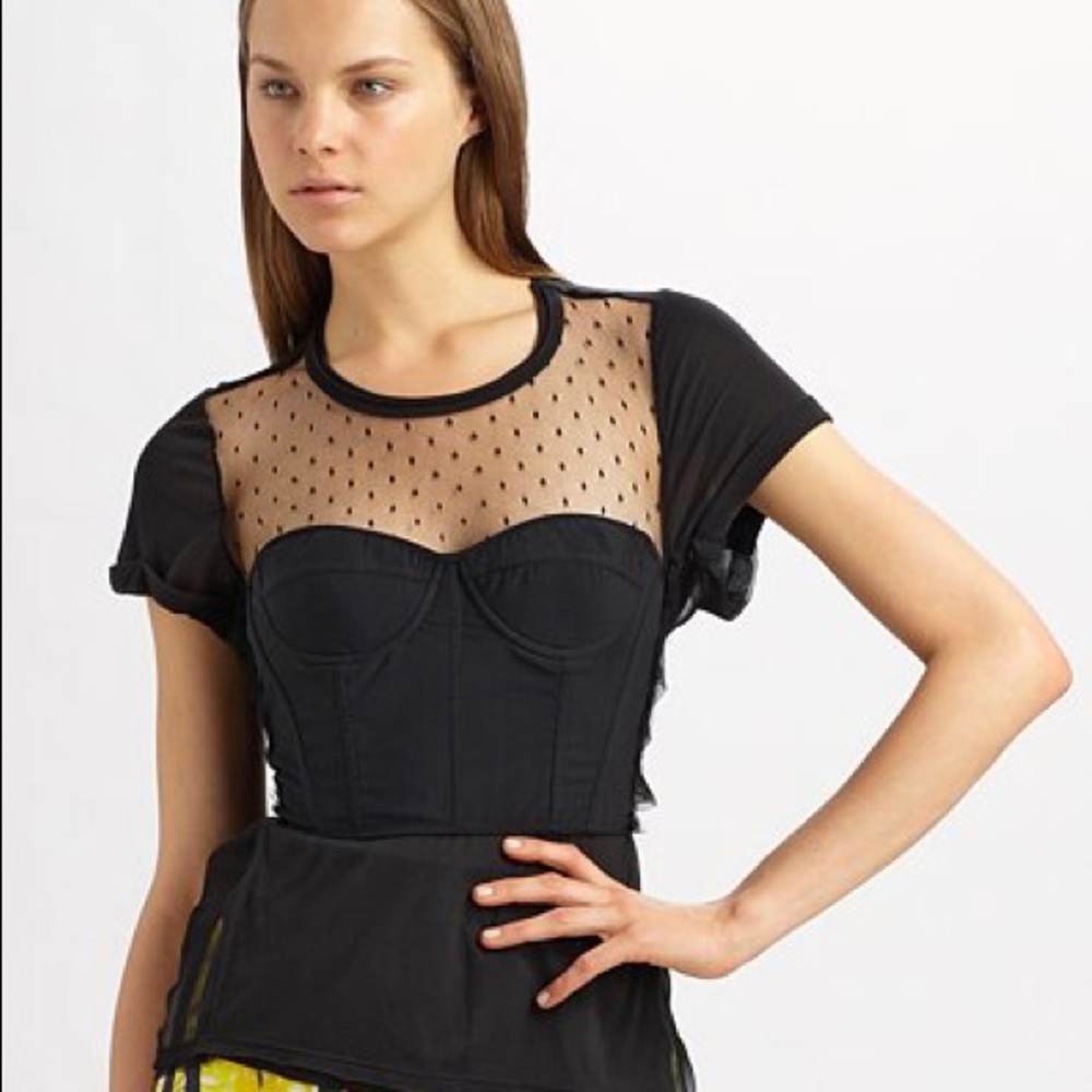 Red Valentino Mesh Corset Top